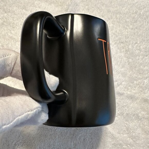 Rae Dunn Trick Treat Large Black Coffee Mug with Orange Letters Halloween Theme - Picture 3 of 7